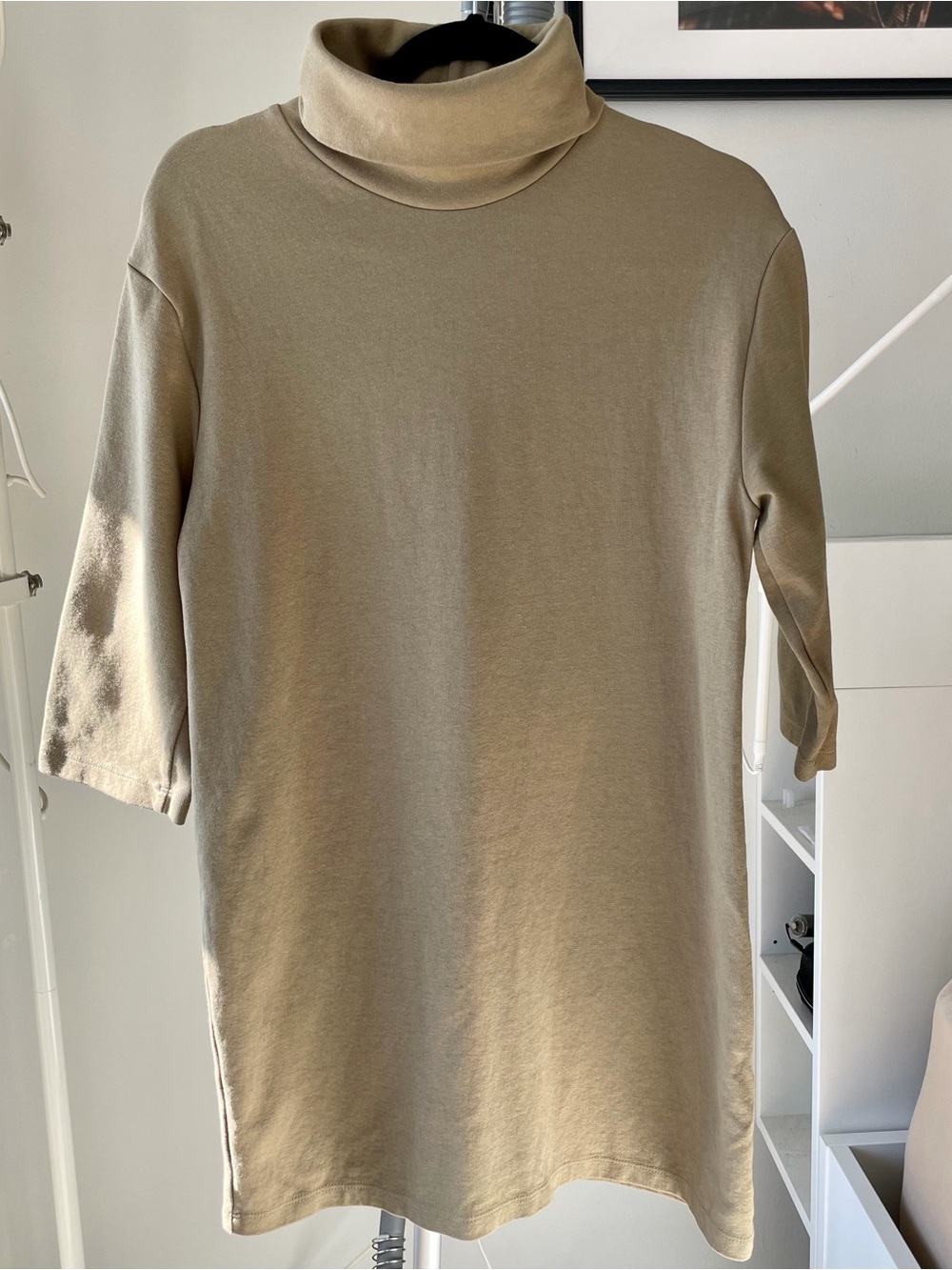 Zara Olive Green Sweatshirt Turtleneck Dress Small